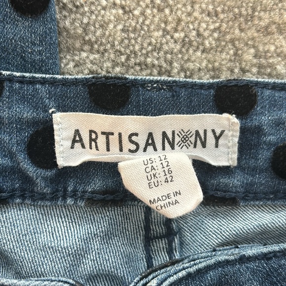 Artisans NY Black Polka Dot Denim Jeans Size 12 - Picture 5 of 6